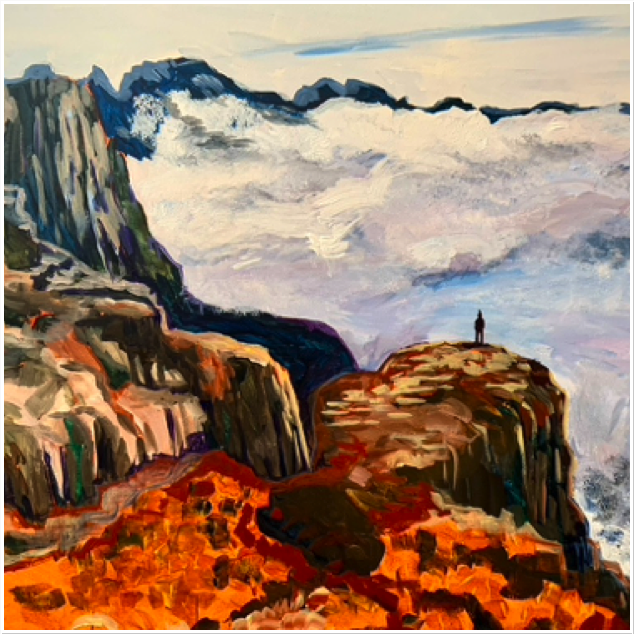 Wanderer In The Drakensberg, Acrylic 36x48"